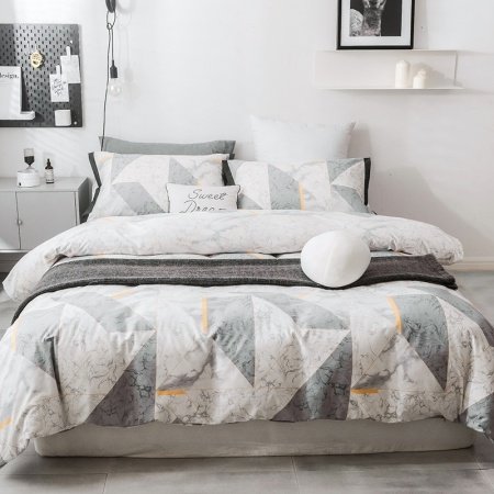 Gray and Beige Masculine Abstract Geometric Twin, Full, Queen Size Bedding