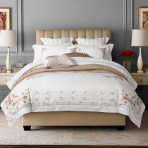 Full, Queen Size White and Gold Romantic Style Full, Queen Size Bedding Sets