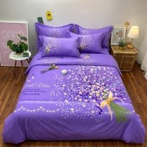 Purple Wildflower Print Beautiful Elegant Girls Full, Queen Size Bedding Sets