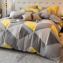 Trendy Gray and Yellow Patchwork Simply Scandinavian Style Abstract Twin, Full, Queen Size Bedding Sets