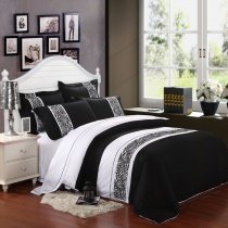 Black and White 5 Star Hotel Style Wide Stripes and Animal Zebra Print 100% Cotton Full, Queen Size Bedding Duvet Cover Sets