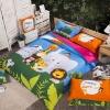 Forest Green and Blue Happiness Jungle Animal Zoo Party Chic and Cute Girls and Boys 100% Cotton Twin, Full Size Bedding Sets