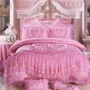 Girls Candy Pink Princess Style Heart and Rose Pattern Victorian Lace Embroidered Design Pastel Style Full, Queen Size Bedding Sets