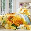 Orange Yellow and Green Bright Colorful Sunflower Print Country Chic Garden Images Natural 100% Organic Cotton Bedding Sets