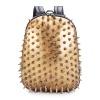 Metallic Gold Patent Leather Cool Masculine Men Travel Laptop Backpack Punk Rock and Roll Style Spikes Rivet Studded School Book Bag