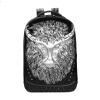 Black Leather Embossed Metallic Silver Buffalo Cool Boys School Book Bag Punk Rock and Roll Style Spike Rivet Studded Travel Backpack