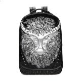Black Leather Embossed Metallic Silver Buffalo Cool Boys School Book Bag Punk Rock and Roll Style Spike Rivet Studded Travel Backpack