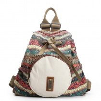 Bohemian Colorful Canvas Sequin Girls Casual Travel Backpack Vintage Western Floral and Stripe Print Preppy School Campus Book Bag