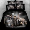 Black White and Brown Elephant Polar Bear Zebra Tiger Hound Giraffe Print Zoo Animal Themed Twin, Full, Queen, King Size Bedding Sets