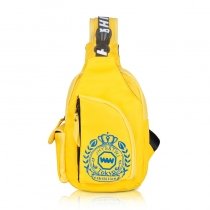 Personalized Yellow Nylon Men Anti Theft Crossbody Shoulder Chest Bag Medallion Crown Monogrammed Print Casual Travel Sling Backpack