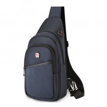 Upscale Dark Blue Oxford Masculine Cool Men Crossbody Shoulder Chest Bag Vintage Sewing Pattern Zipper Casual Travel Hiking Sling Backpack