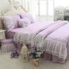 Lilac Purple Vintage Shabby Chic Victorian Lace Gathered Ruffle Sophisticated Elegant Feminine Quilted Twin, Full, Queen Size Bedding Sets