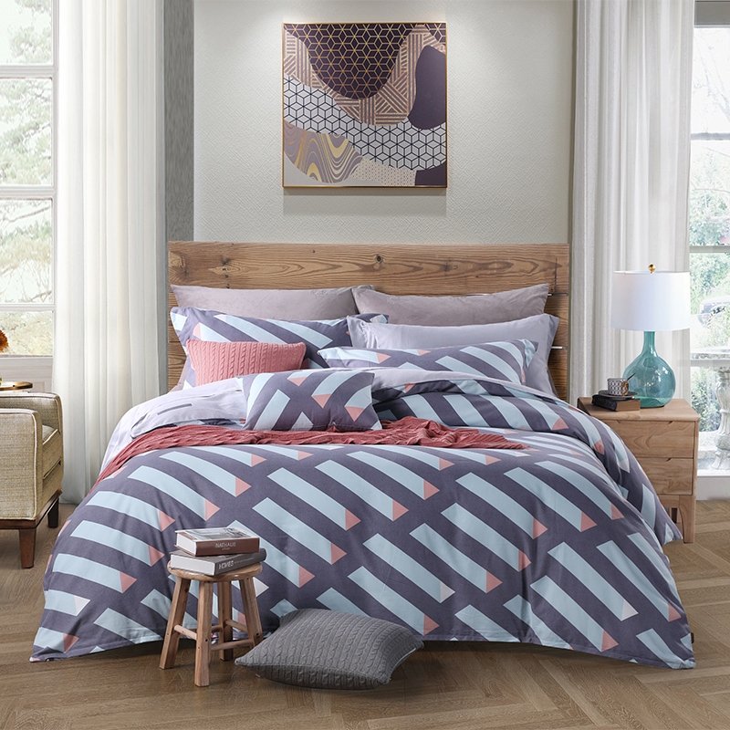Charcoal Gray White and Coral Pink Geometric Pattern Diagonal Stripe