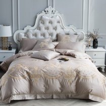 Gray and Gold Retro Baroque Style Glam Style Full, Queen Size Bedding Sets