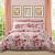 Beautiful Red Pink White and Green Garden Floral Print Bright Colorful French Country Feminine Full, Queen Size Bedding Sets