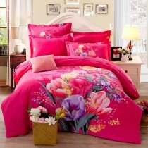 Rose Red Flower Soft Romantic Style Cutr Girls Modern Chic Size Bedding Sets