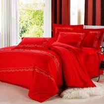 Solid Red Simply Modern Chic Boutique Full, Queen Size Bedding Sets