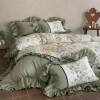 Green and White Vintage Flower Full, Queen Size Bedding Sets