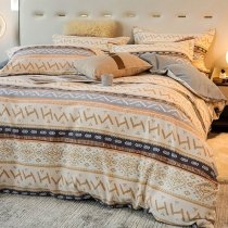 Beige Black Brown and Gray Chevron Aztec Stripe Print Vintage Bohemian Southwestern Style Twin, Full, Queen Size Bedding Sets