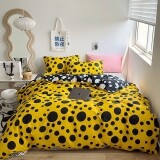 Yellow and Black Polka Dot Twin, Full, Queen Size Bedding Sets