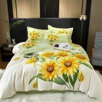 Yellow and Beige Sunflower Soft Full, Queen Size Bedding Sets
