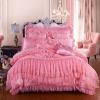 Girls Hot Pink Romantic Sweetheart Victorian Rose Sequin Pattern Ruffle and Lace Design Princess Themed Full, Queen Size Bedding Sets