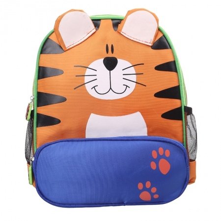 Personalized Giant Tiger Head-shaped Toddler School Backpack Durable Orange Blue Nylon Stylish Cute Animal Kids Preppy Book Bag