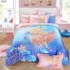 Elegant Girls Ocean Blue and Coral Pink Angel and Dolphin Print Undersea World 100% Tencel Full, Queen Size Bedding Sets