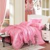 Hot Pink Sparkly Flower and Paisley Pattern Elegant Girls Luxurious Jacquard Satin Full, Queen Size Bedding Sets