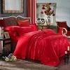 Lava Red Yorkshire Rose Design Sequin Stylish Romantic Feminine Feel Jacquard Satin Fabric Full, Queen Size Bedding Sets