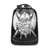 Black Leather Embossed Metallic Silver Pirate Skull Boys School Book Bag Punk Rock and Roll Style Spike Rivet Studded Travel Backpack