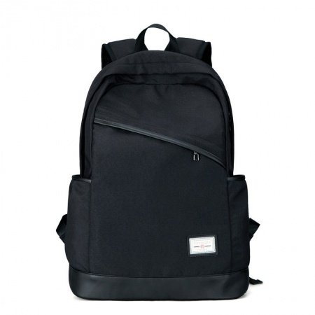 Durable Black Oxford Leather Masculine Men Casual Travel Laptop Backpack Hipster Sewing Pattern Zipper Preppy School Campus Book Bag
