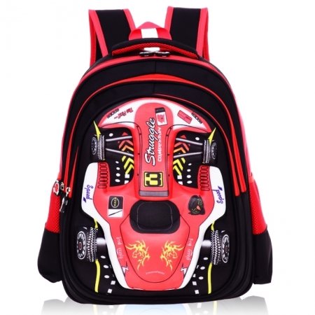 Punk Style Blue White Coral Red Nylon Cool Boys Preppy School Backpack Personalized Racing Car-shaped Pupil Campus Book Bag