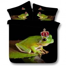 Green Red and Black Frog Print Animal Themed 3D Design Unique Twin, Full, Queen, King Size Bedding Sets
