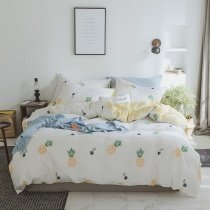 Stylish Green Yellow and White Pineapple Print Country Chic Abstract Unique Twin, Full, Queen Size Bedding Sets