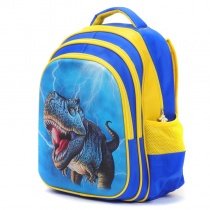 Blue Oxford with Yellow Trim Boys Pupil Preppy Book Bag Animal Themed Dinosaur Print Kids School Campus Backpack