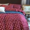 Hipster Burgundy Red and White Heart Shaped Polka Dot Print Unique Soft Full, Queen Size Bedding Sets