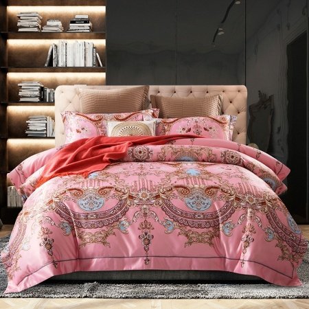 Light Pink Gold Aqua and Brown Victorian Gothic Tribal Print Antique Shabby Chic Elegant Girls Full, Queen Size Bedding Sets
