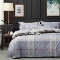 Silver Gray Red and Light Tan Rugged Christmas Country Plaid Print Scottish Style Full, Queen Size Bedding Sets