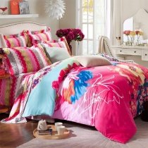 Ombre Pastel Style Beautiful Flower Print Girl Full, Queen Size Bedding Sets