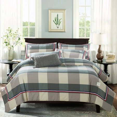 Retro Gingham Plaid Masculine Full, Queen Size Bedding Sets