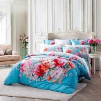 Bright Oriental Beautiful Paisley and Peony Full, Queen Size Bedding Sets