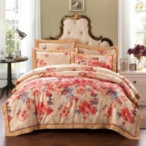 Asian Inspired Wildflower Luxurious Modern Full, Queen Size Bedding Sets