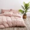 Pale Pink and White Chevron Stripe Abstract Full, Queen Size Bedding Sets