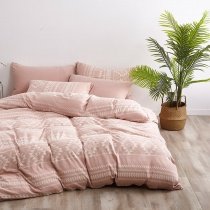 Pale Pink and White Chevron Stripe Abstract Full, Queen Size Bedding Sets