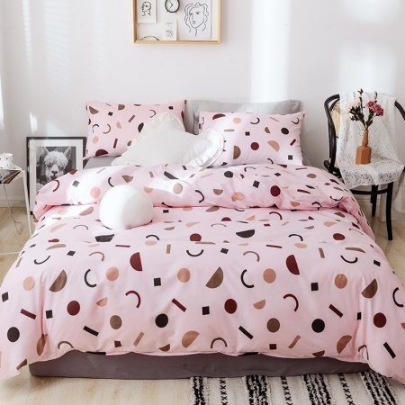 Pink and Brown Unique Geometric Pattern Hipster Twin, Full Size Bedding Sets
