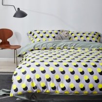 Yellow Gray and Black Abstract Polka Dot Hipster Modern Chic Full, Queen Size Bedding Sets