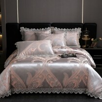 Fancy Paisley Sequin Lace Edge Full, Queen Size Bedding Sets