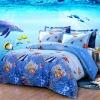 Ocean Blue and Colorful Marine Life Scene Tropical Hawaiian Fish and Starfish Print Kids Twin, Full Size Bedding Sets