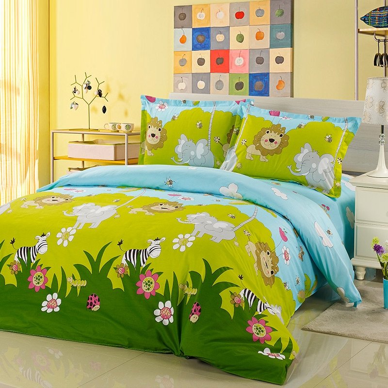 Boys Hunter Green Lime and Light Blue Jungle Safari Themed Ladybug